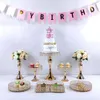 Diskplattor 6st Gold Mirror Metal Round Cake Stand Wedding Birthday Party Dessert Cupcake Pedestal Display Plate Home Decor B1030