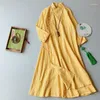 Casual Dresses Women Dress Solid Color 2022 Spring Retro Cotton Linen Chinese Style Double Layer långärmad mantel