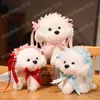 20/25 cm simpatico cane bianco peluche simulazione peluche nastro cane birichino bambola regalo di compleanno per bambini