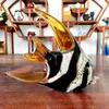 Decoratieve beeldjes levendige streep tropisch visglas sculptuur kleurrijk patroon huizendecoratie realistische vorm kamer tank decors