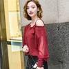 Blouses pour femmes chemises de vêtements pour femmes Blonnements épaules asymétriques sur les femmes irrégulières Tops Mesh épisser les camisas à manches longues 902b