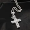 Chains ULJ Full Zirconia Crown Cross Pendant Necklace Men's Copper Inlaid Zircon Hip Hop Punk Jewelry For Man Woman Gift