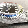 Big Zircon Diamonds Watch Rainbow Bezel 904l Stainless Steel Eta 2836 Movement Mechanical Top Quality Men Luxury Full Iced Out Cz Watches