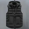 Herrvästar 2022 varumärke Autumn Winter Sleeveless Jackess Men's Black Vest Hooded Classic Warm Thick Zipper Solid Cotton Padded Waistcoat