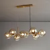 Chandeliers Nordic LED Lighting Black Copper Lustres For Living Room Dining Kitchen Glass Bubble Shade Pendant Lampadas