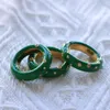 Cluster-Ringe Vintage-Edelstahl-Emaille-grüner Ring Wasserdichter Punk-Chunky-Siegel für Frauen