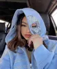 Hoodies للسيدات من النوع الثقيل للنساء Y2K Emo Women Streetwear Hoodie Skull Rhinestone Zip Up Grunge Excluder Switshirt Gothic