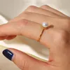 Cluster Rings Youthway Stainless Steel Natural Pearl Open Ring Minimalist Gold 18K PVD Plated Waterproof Jewelry Aretes Women 2022