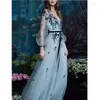 Casual Dresses Party Dress Women Summer Fashion Elegant Long Light Blue V-neck High Quality Lady Clothing Selling