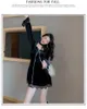 Casual Dresses Goth Velvet Women Dress Girl Evening Party Lace Square Collar Long Sleeve Female Zipper Punk Autumn Winter 2022