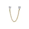 Stud Earrings Ear Piercing Double Gold Color Long Chain Crystal For Women Female Fashion Cartilage Brincos 2022