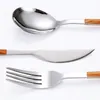 Dinnerware Sets 5pcs/Lot Silver Luxury Set Stainless Steel Cutlery Mirror Polishing Knife Fork Spoon Tableware Flatware Safe