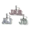 Benutzerdefinierte A-Z Anfangsbuchstabe bunte Zirkoni Anhänger Halskette für Männer Frauen Geschenke Hip Hop Schmuck mit 3 mm 24 Zoll Seilkette