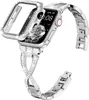 Relojes de cajas y correas de bling para la banda Apple Watch 40 mm 44 mm 41 mm 45 mm 38 mm 42 mm Bracelet de metal de diamante Iwatch Series 8 7 6 5 4 3 SE