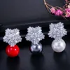 Brincos de neve elegante, zircão de zircão de zircão de garanhão de pérolas de pérola para mulheres brindes de festas de casamento de jóias para meninas