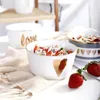 Sk￥lar europeisk stil guld keramisk sallad sk￥l spannm￥l ris soppa blandning porslin bordsartiklar f￶r middag h￶gkvalitativa par design