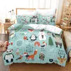 Bedding Sets Red Christmas Duvet Cover Santa Claus Snowman Set Microfiber Cartoon Comforter With Pillowcases Kids Gift