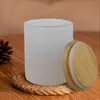 DIY Sublimación 6 oz Vaso Lata de vidrio con tapa de bambú Tarro de vela Contenedor de almacenamiento de alimentos Claro esmerilado Suministros de cocina para el hogar Portátil b1030