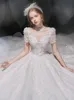 2023 Glitter Dubai Arabia Ball Gown Wedding Dresses lace Beads Lace Appliqued Plus Size Custom Made Bridal Gowns Crystal Robe de marie