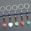 Love Heart Stone Key Rings 7 Colors Chakra Beads Chains Charms Healing Crystal Keyrings for Women Men4298396