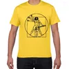 Homens camisetas Mens Camisetas Tambores Da Vinci Camisa Engraçada Homens Vitruvian Homem Baterista Algodão Vintage Gráfico Música Novidade Streetwear Camiseta Homme 9A5Z