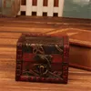 Jewelry Pouches Retro Small Wood Storage Box With Metal Lock Decorative Vintage Trinket Treasure Pearl Wooden Case