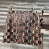 Röcke Prepomp 2022 Herbst Ankunft Pailletten Bunt gestreifte Tweed Short Bodycon Rock Frauen GG795