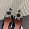 Amina Muaddi Robe Chaussures Escarpins Talons Hauts Sexy Sandales Usine Chaussures De Luxe Saeda Cristal Sangle Satin Daim Cuir Fête De Mariage Womens box