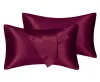 Capas de travesseiro de cetim de cetim de seda lisos respiráveis ​​com encerramento de envelope King Queen Standard Size 2pcs/pack HK0001 B1030