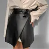 Skirts Women's Solid Color Black Mini Skirt Fashion Office Sexy A-line Tight High Waist Leather Bodycon Nightclub