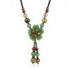 Pendentif Colliers Style Ethnique Alliage Pétale Agate Collier Réglable Pur Tissé À La Main Chaîne Femmes Esthétique De Mode Féminine