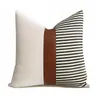 Pillow 45 Cover PU Patchwork Pillowcase Linen Sofa Throw Covers Car Bedroom LIving Room Decoration Luxury Case