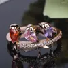 Anneaux de mariage Arrivée Oiseau Animal Design 585 Bague en or rose pour femme avec des anillos multicolores en zircon cubique