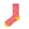 Men's Socks United States The Happy In Tube Logo Fruit Banana Men And Women Personality Cotton