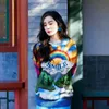 Wysoka wersja swobodne sukienki Rainbow Sweter Tops żeńskie haftowane litera Sweter ekipa szyi szyja 2023 luksusowe ubranie