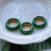 Cluster Rings Vintage Stainless Steel Enamel Green Ring Waterproof Punk Chunky Signet For Women