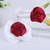 Flores decorativas Europeias e americanas vinhos vermelhos no noiva Reda de noiva Corpeio de fita de fita noivo Pinmmen lappel Pin Party Wedding Supplies