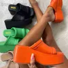 Sandalet Rimocy Chunky Platform Terlik Kadın 2022 Yaz Kare Ayak Takozlar Sandalet Artı Boyutu 43 Kalın Alt Yeşil Slaytlar Parmak Arası Terlik 102922H