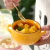 Skålar keramisk soppa skål dubbel handtag bordsartiklar restaurang dessert pudding mini bakform ugn servis