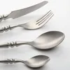 Dinnerware Sets Luxury 4pcs Spoon Fork Knife Flatware Silver Plated Matte Cutlery Set For Home Restaurant