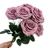 Fiori decorativi Un mazzo di fiori di rosa di seta Bouquet di rosa a 9 teste artificiali per centrotavola di nozze Composizione floreale