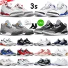 2023 nouveaux hommes chaussures de basket-ball 3s Racer Blue Triple White Cement Pine Green Georgetown Hall of Fame hommes sport traners baskets Jordam JERDON