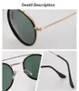 Double pont Vintage rond métal lunettes De soleil femmes lunettes pour hommes Uv400 verre lentille Flash lunettes De soleil 3647 Rainess Ye5j