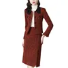 Women's Winter Two Piece Dress wool Skirt Suit Women Elegant Jacket Coat Sets slim fit Clothing Office Lady Work wear