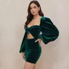 Sıradan Elbiseler 2022 Moda Kadınlar Elbise Uzun Puf Sleep Cove Düz Renk Yüksek Bel İnce Kazak Batı Stil Seksi Bayanlar Yaz İçin