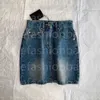 7A- Designer Damen Hot P Home Denim Shorts Metal Triangle Label Fashion Damen Sommerhose Blau