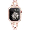 Caixas de relógio e pulseiras de bling para Apple Watch pulseira 40 mm 44 mm 41 mm 45 mm 38 mm 42 mm Pulseira de metal com diamante iWatch series 8 7 6 5 4 3 SE