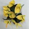 Flores decorativas Plantas verdes artificiais Simulação Anthurium Home Room Living Garden Bedroom Decoração de casamento EL Bouquet Party Fake