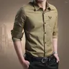 Мужские повседневные рубашки мягкие с длинным рукавом однобортная мужская рубашка износостойкая хлопковая смесь бизнес-смеси.