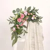 Decorative Flowers Wedding Welcome Sign Fake Artificial Floral Props Marriage Party Arch Decor Hanging Garland Window Display